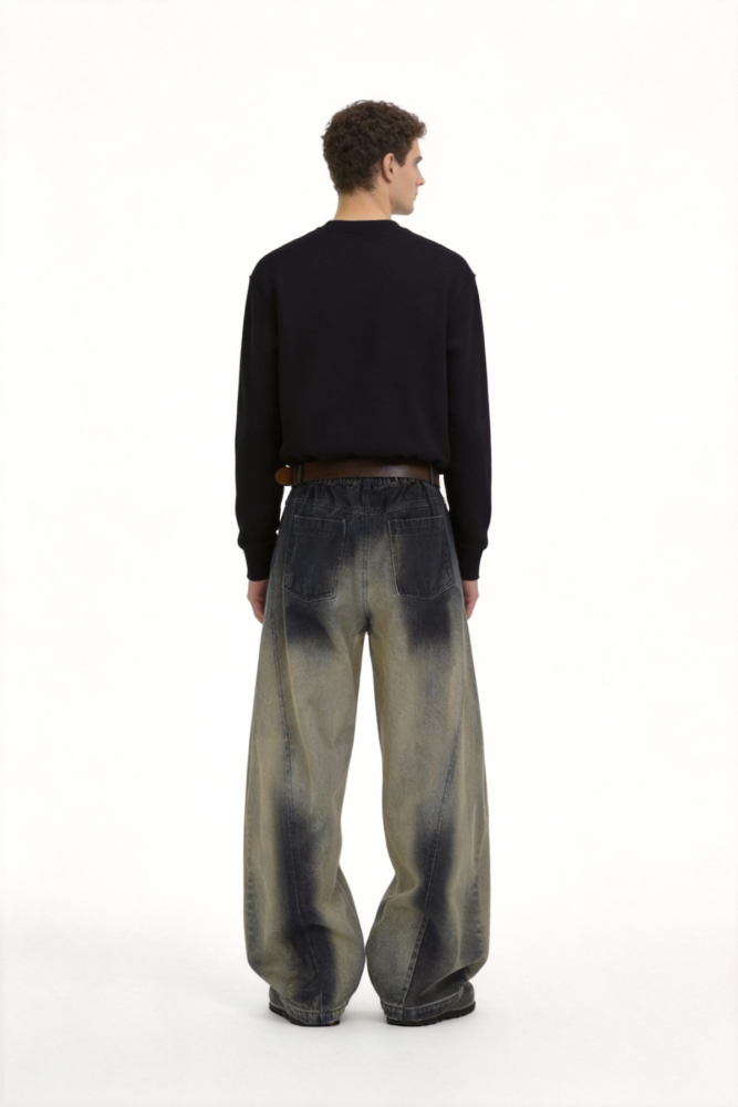 Gradient Washed Wide-Leg Jeans