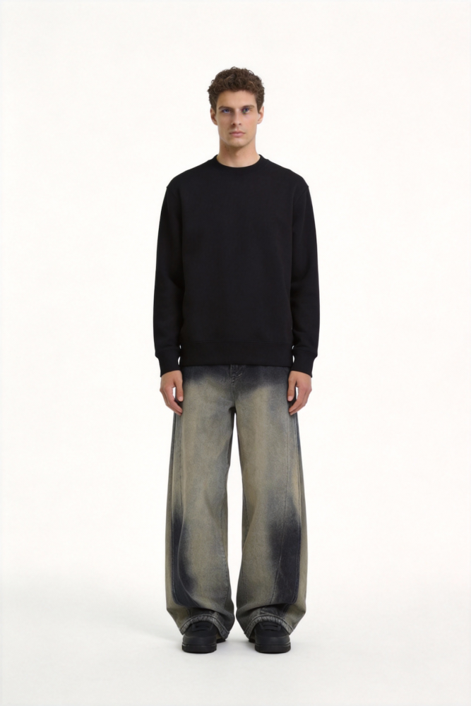 Gradient Washed Wide-Leg Jeans