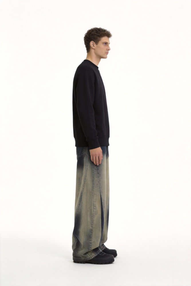 Gradient Washed Wide-Leg Jeans