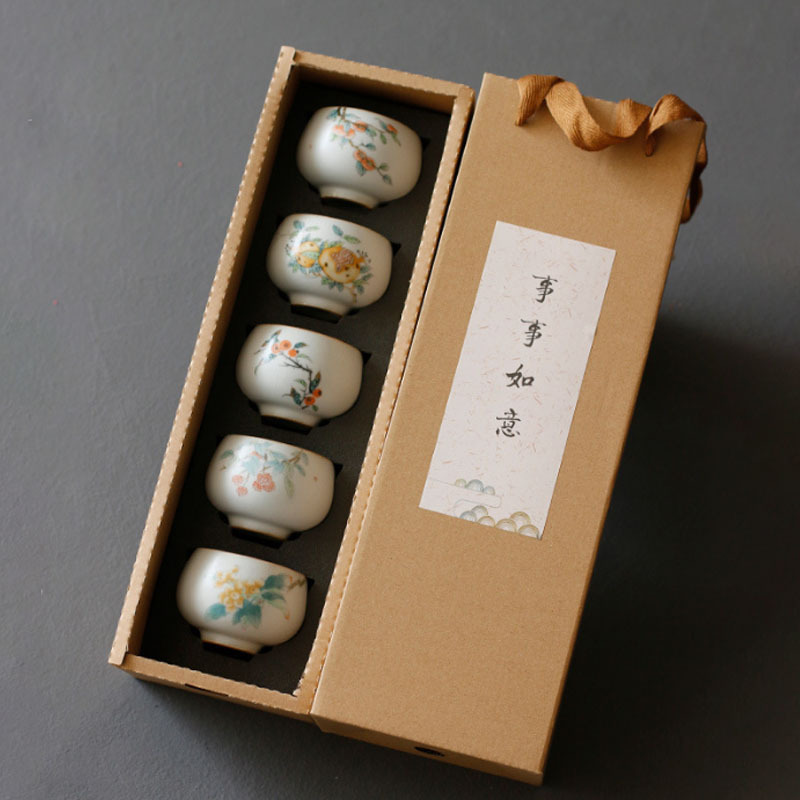 汝窑复古品茗杯功夫茶杯柿子个人杯陶瓷茶盏主人杯汝瓷开片可养