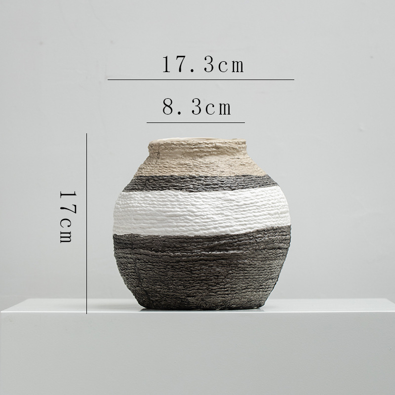蜀门侘寂风复古装饰干花陶瓷花瓶客厅插花玄关民宿酒店摆件高级感