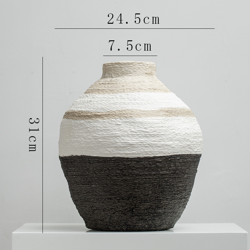 蜀门侘寂风复古装饰干花陶瓷花瓶客厅插花玄关民宿酒店摆件高级感