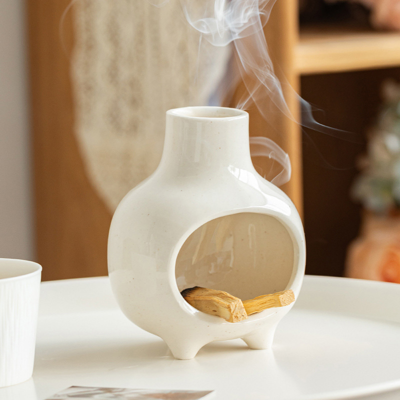 简约北欧烟囱陶瓷圣木架中古艺术几何造型装饰跨境爆款摆件