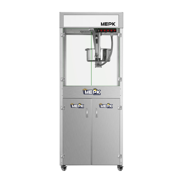 Model BR-3325 is a commercial popcorn machine with dual temperature control