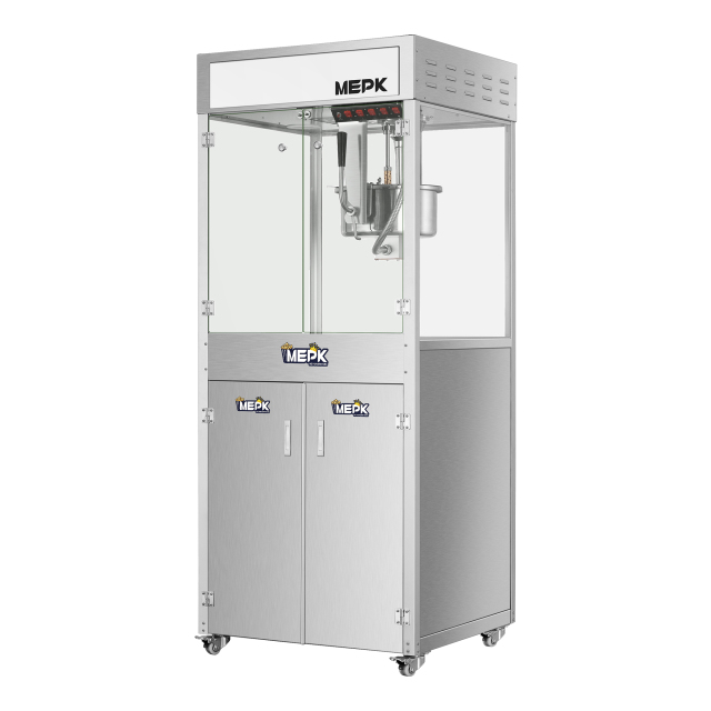Model BR-3325 is a commercial popcorn machine with dual temperature control