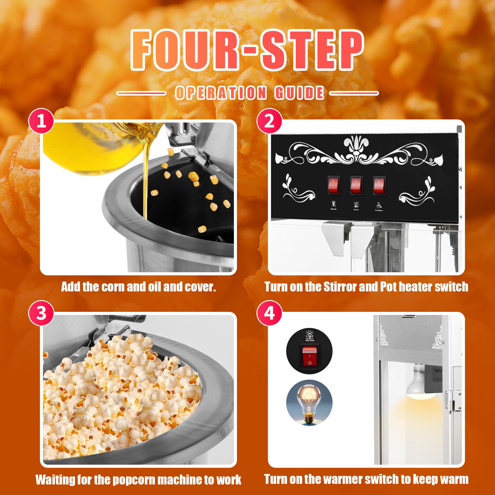 Model 1204 Dual Use Popcorn Machine for Home & Commercial