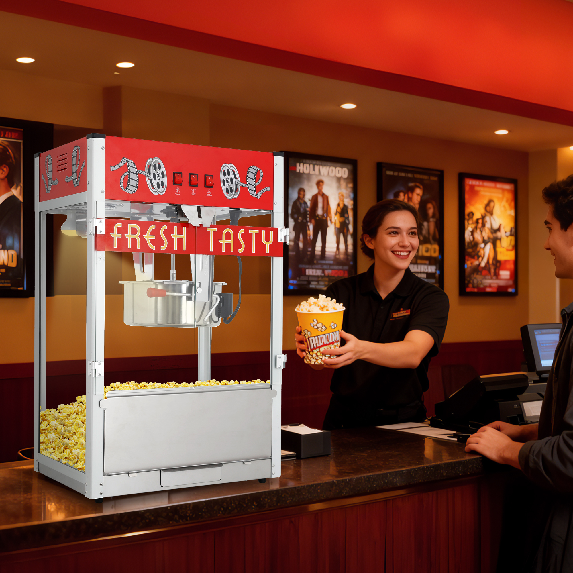 Commercial Popcorn Machine 1601 1600W High Capacity