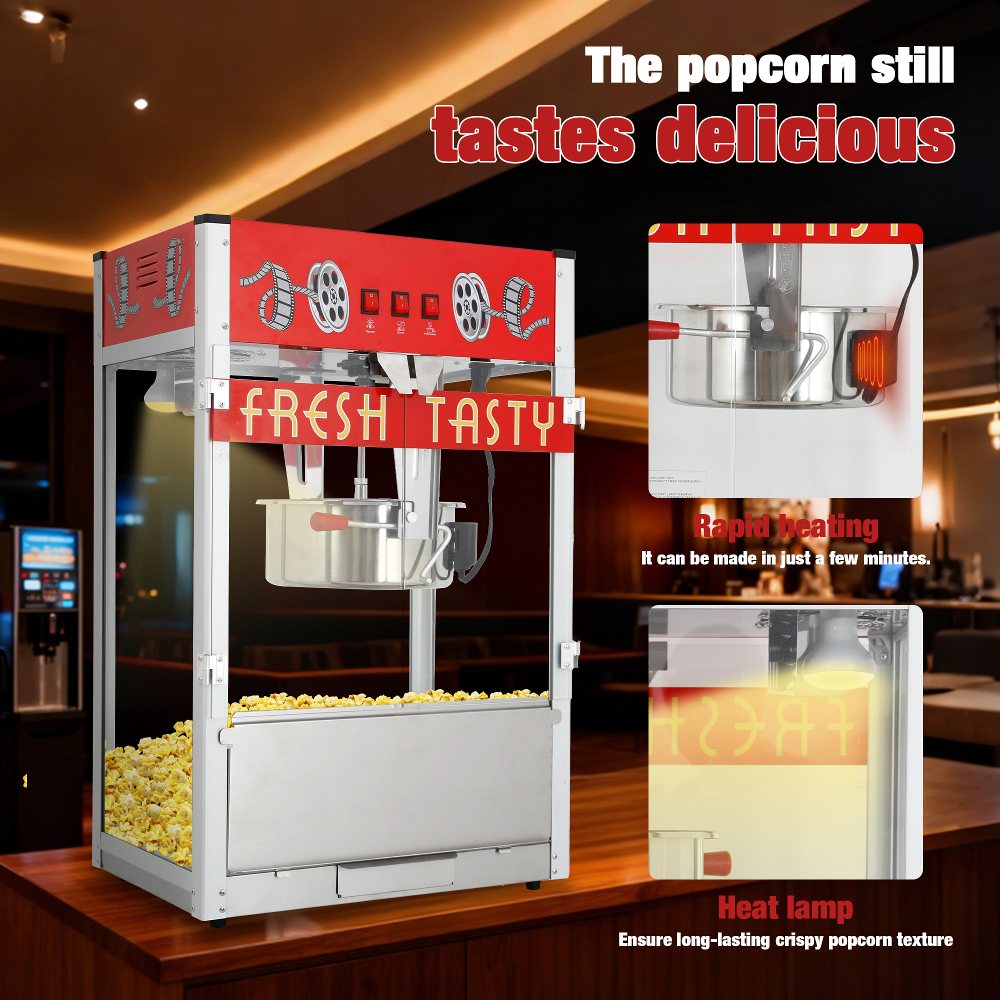Commercial Popcorn Machine 1601 1600W High Capacity