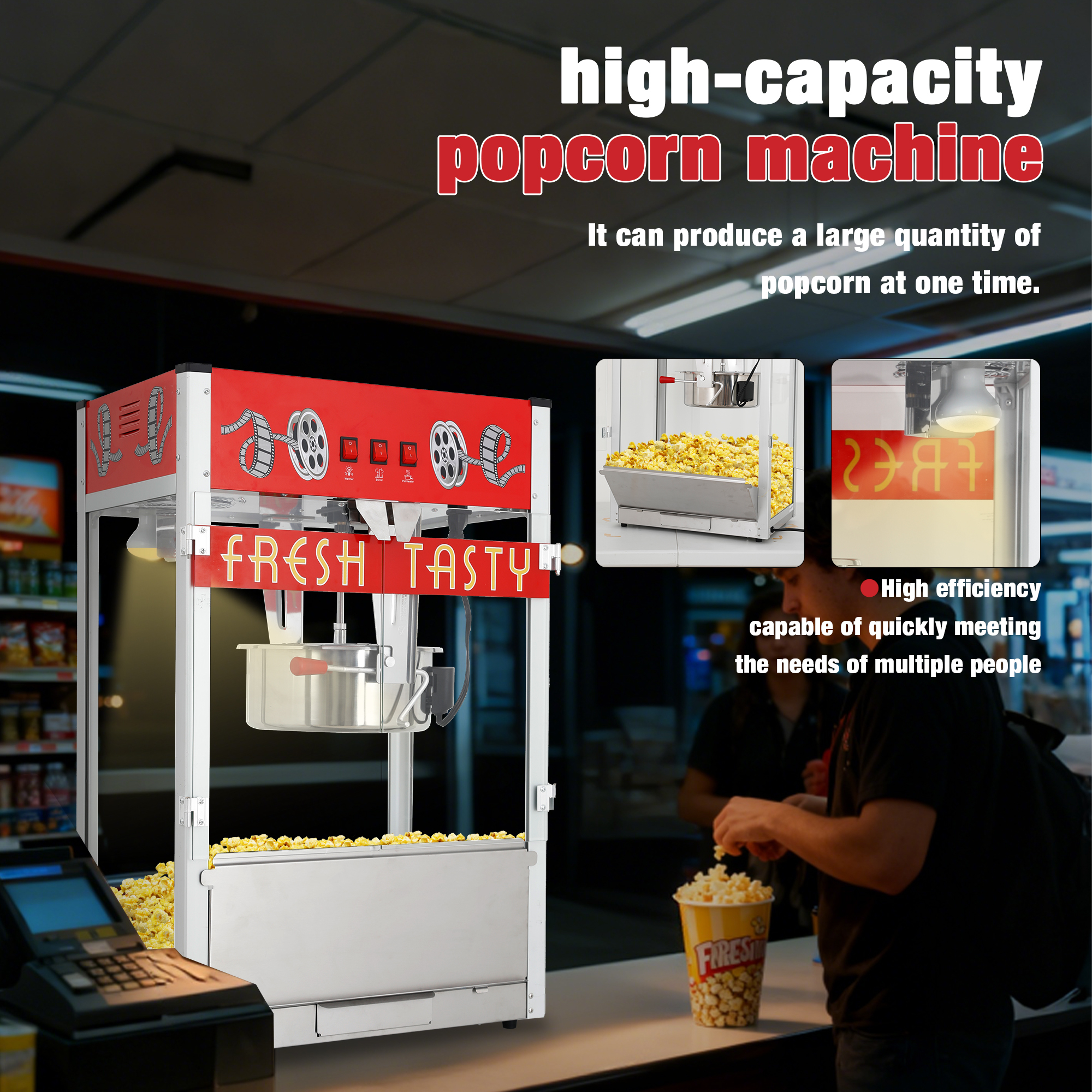 Commercial Popcorn Machine 1601 1600W High Capacity