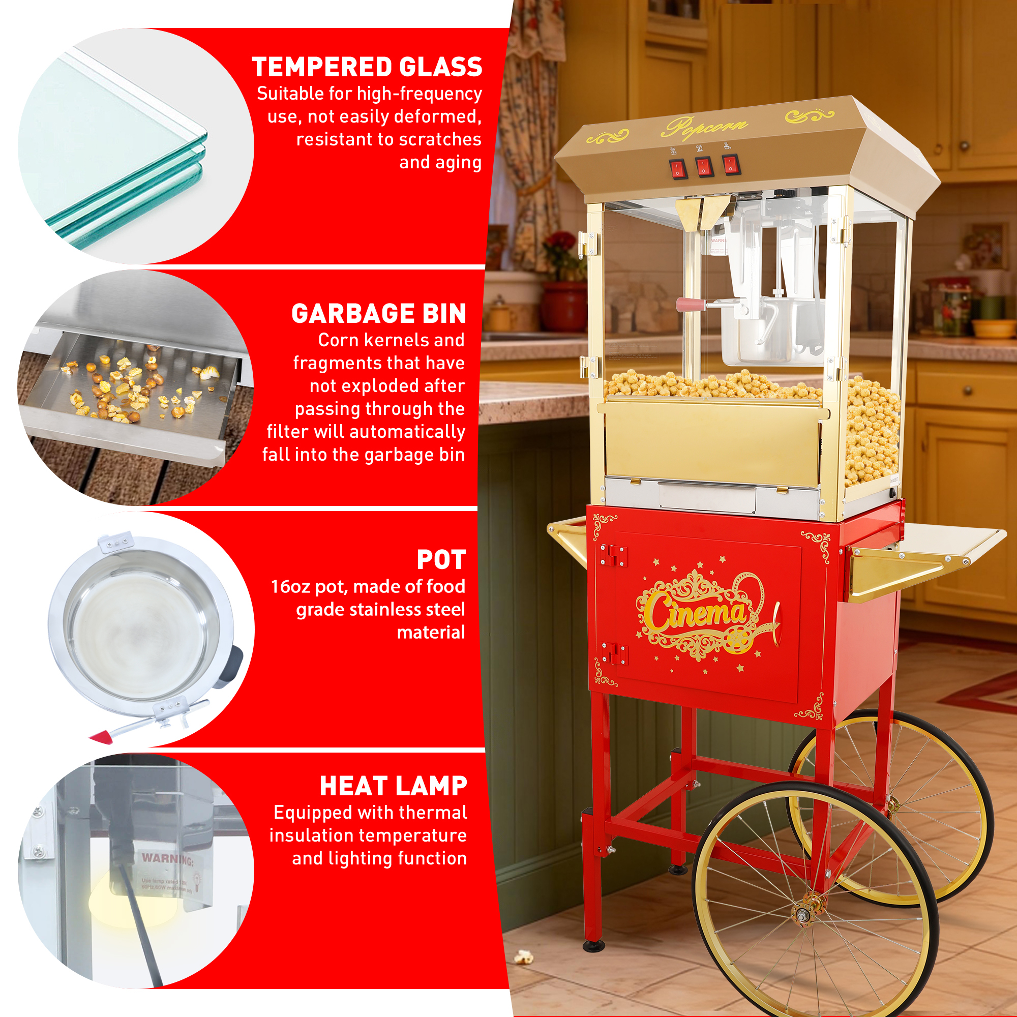 Model 1001 Dual Use Popcorn Machine for Home & Commercial