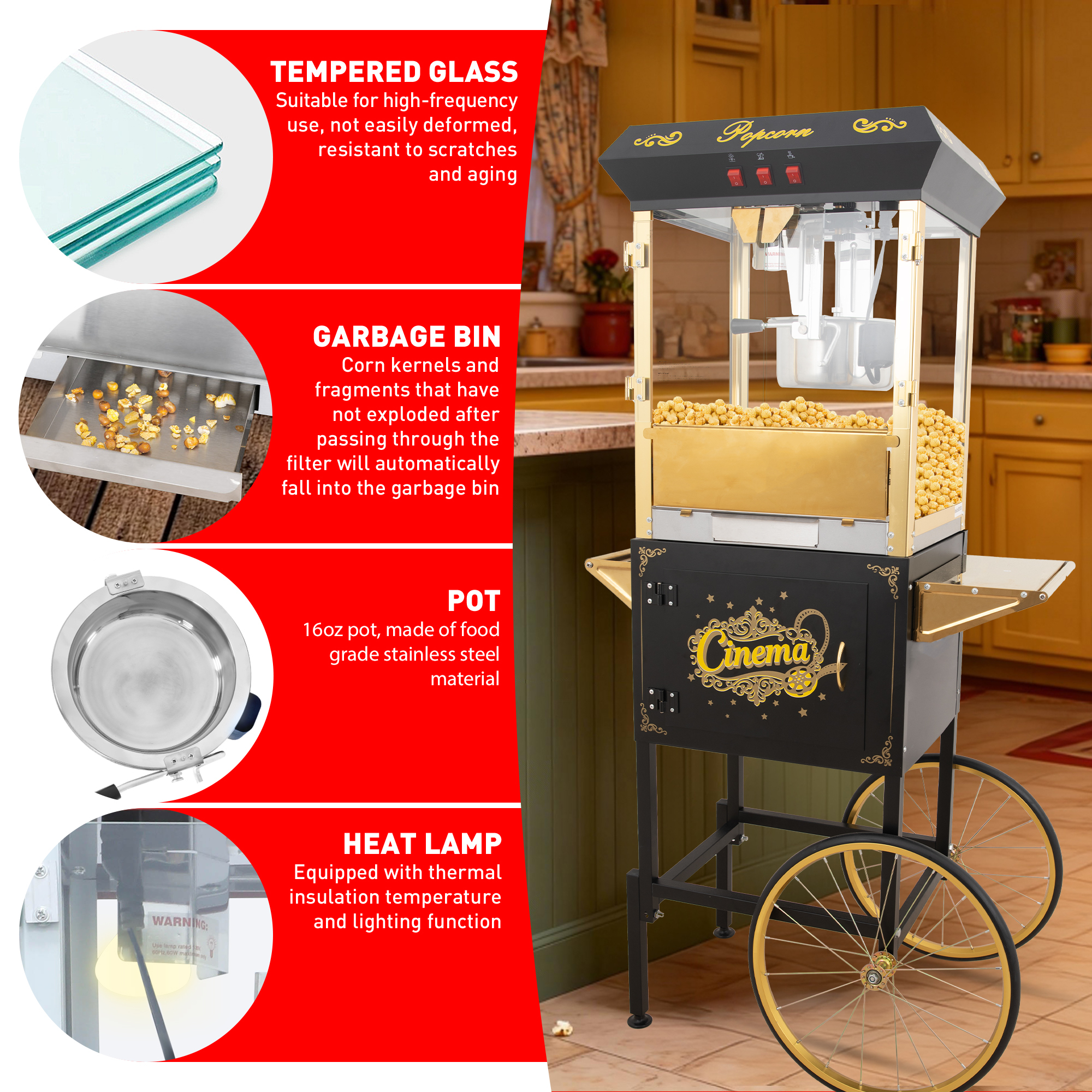 Model 1002 Dual Use Popcorn Machine for Home & Commercial