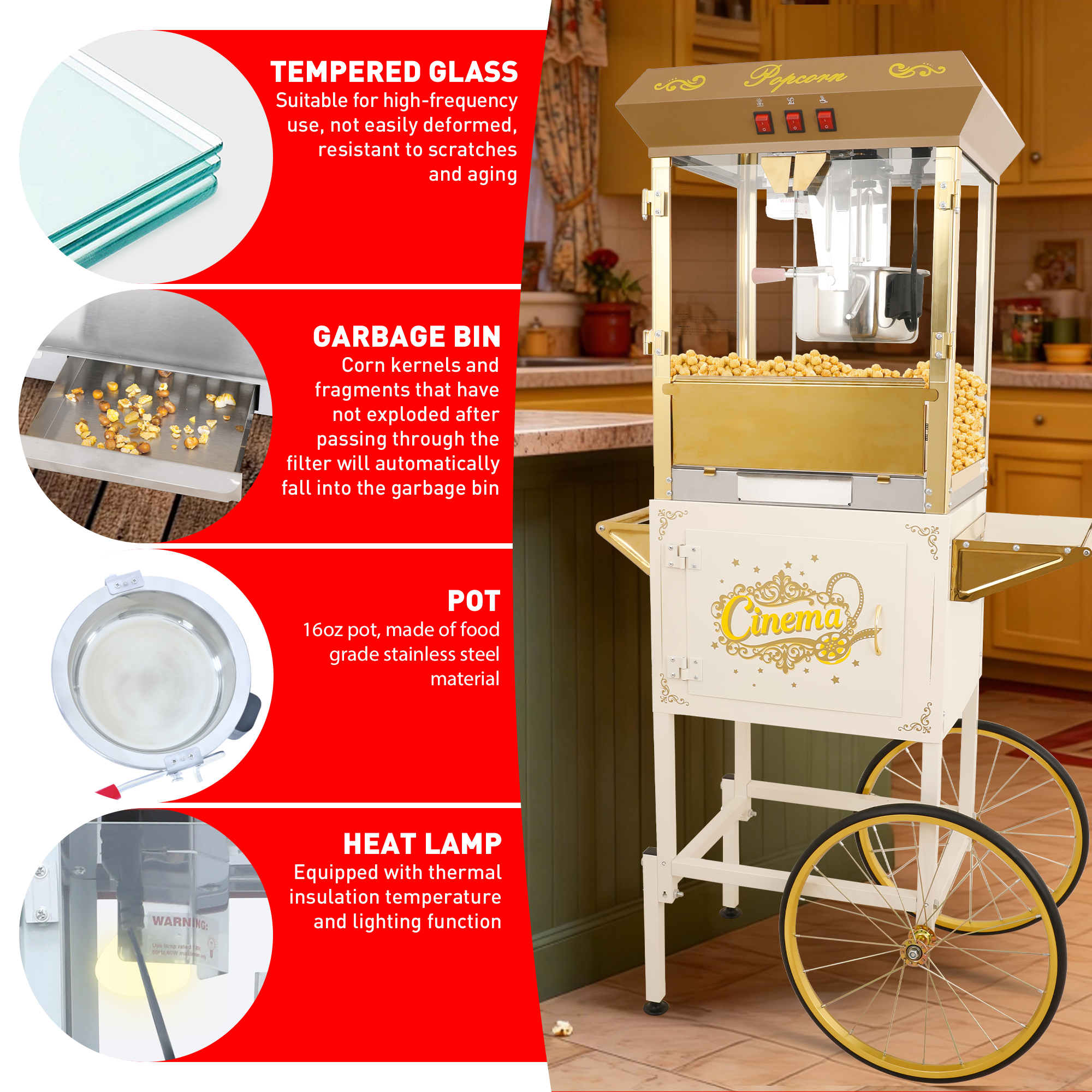 Model 1003 Dual Use Popcorn Machine for Home & Commercial