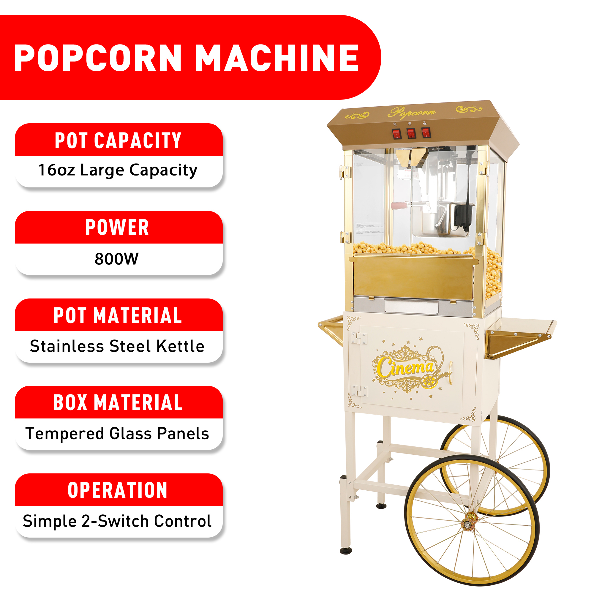 Model 1003 Dual Use Popcorn Machine for Home & Commercial