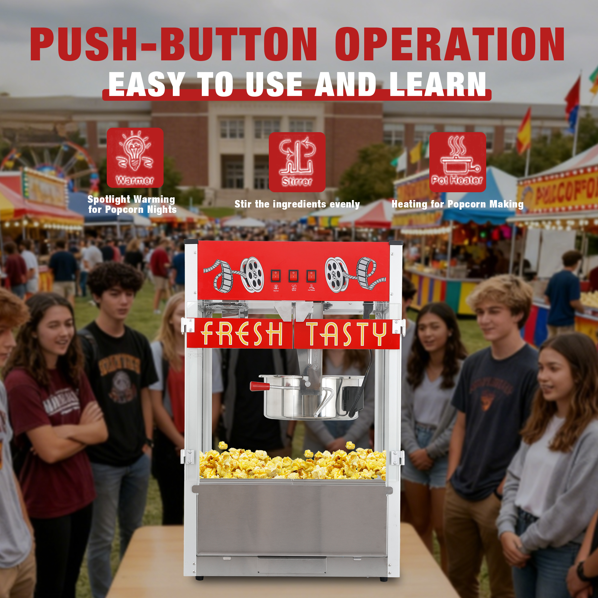 Commercial Popcorn Machine 1601 1600W High Capacity