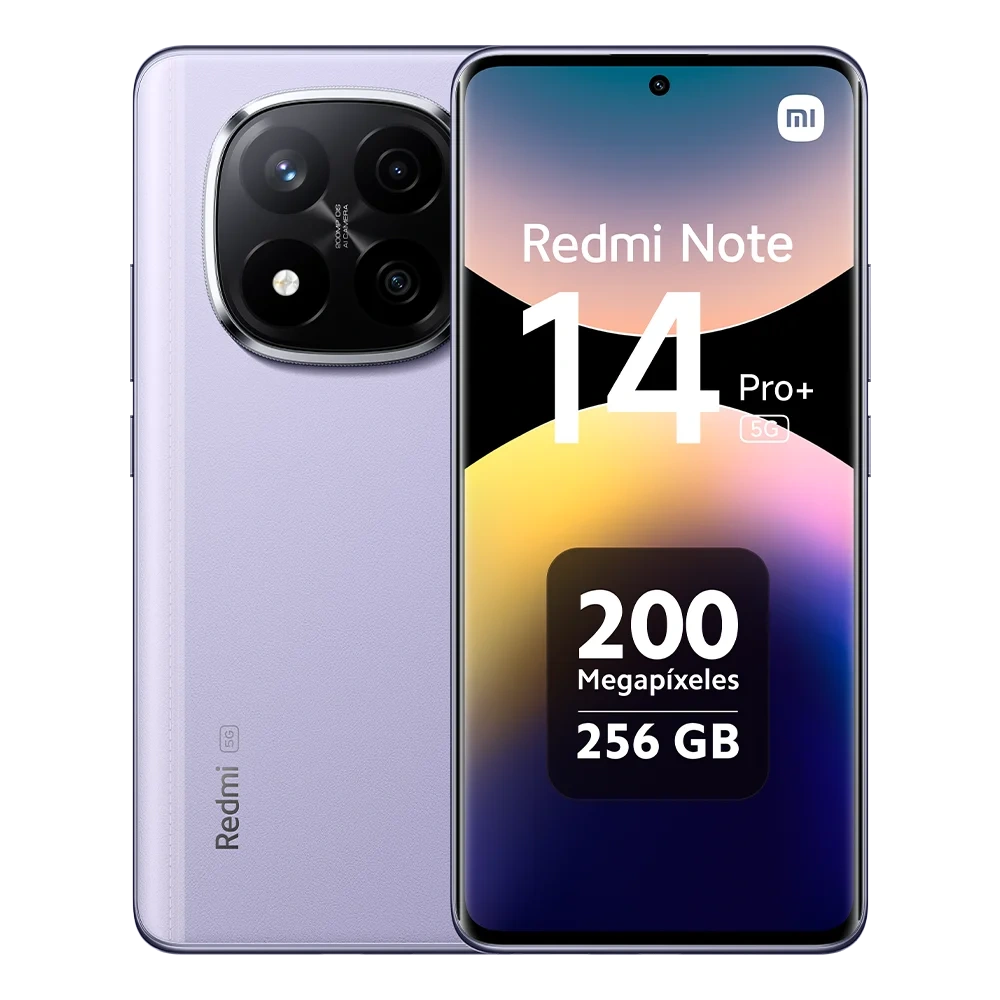 Xiaomi Redmi Note 14 Pro Plus 5G NFC Versión Global 256GB/512GB Snapdragon® 7s Gen 3 Pantalla AMOLED 6.67", 120Hz, Cámara principal 200MP, Batería 5110mAh, IP68, Sin Cargador