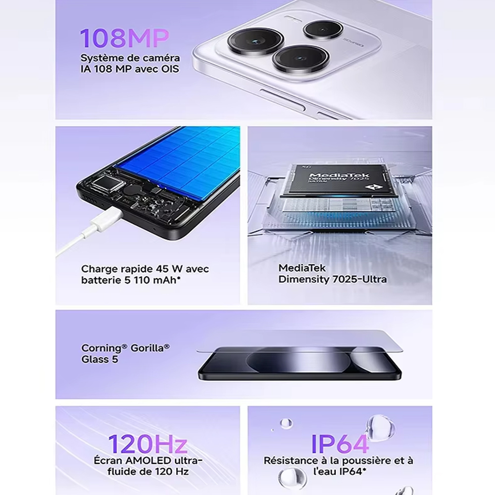Xiaomi Redmi Note 14 5G NFC Versión Global 8+256GB Dimensity 7025-Ultra, Pantalla AMOLED 6,67", 120Hz, Cámara Principal 108MP OIS, 5110 mAh, IP64