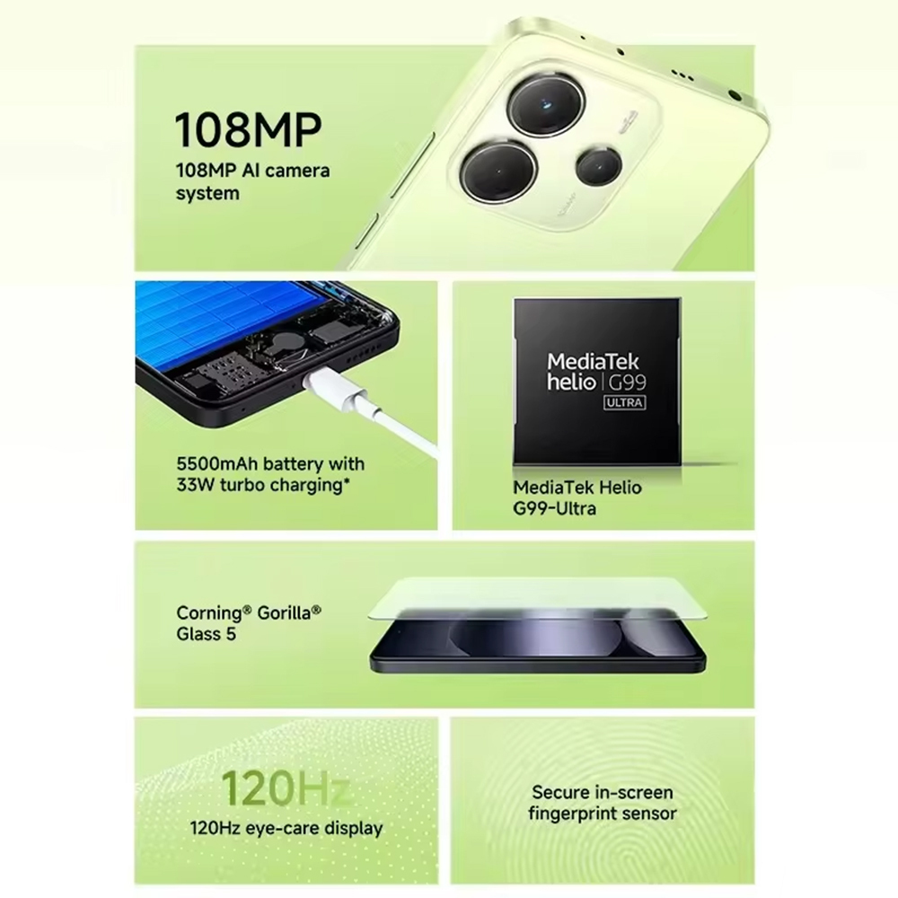 Xiaomi Redmi Note 14 4G Versión Global 128GB/256GB MTk Helie G99-Ultra Pantalla AMOLED 6,67" 120Hz Cámara Principal 108MP, IP54, NFC