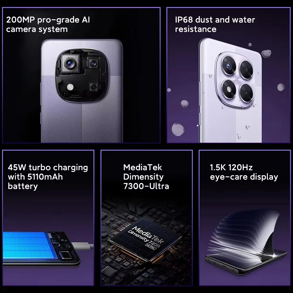 Xiaomi Redmi Note 14 Pro 5G NFC Versión Europea 256GB/512GB MTK Dimensity 7300-Ultra Pantalla AMOLED 6,67", 120Hz Cámara principal 200MP OIS  45W, IP68