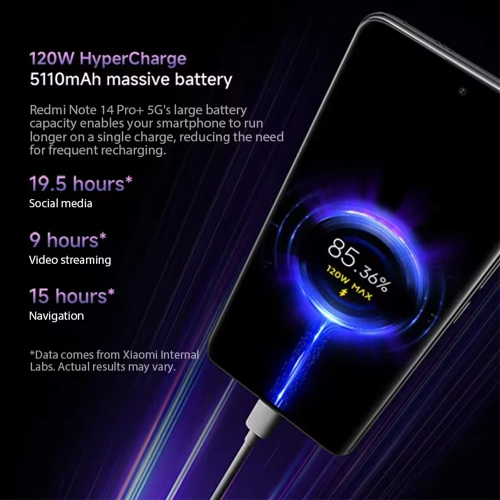 Xiaomi Redmi Note 14 Pro Plus 5G Versión Europea 256GB/512GB Snapdragon® 7s Gen 3 Pantalla AMOLED 6.67" 120Hz Cámara principal 200MP OIS Carga 120W, Batería 5110mAh, IP68, NFC
