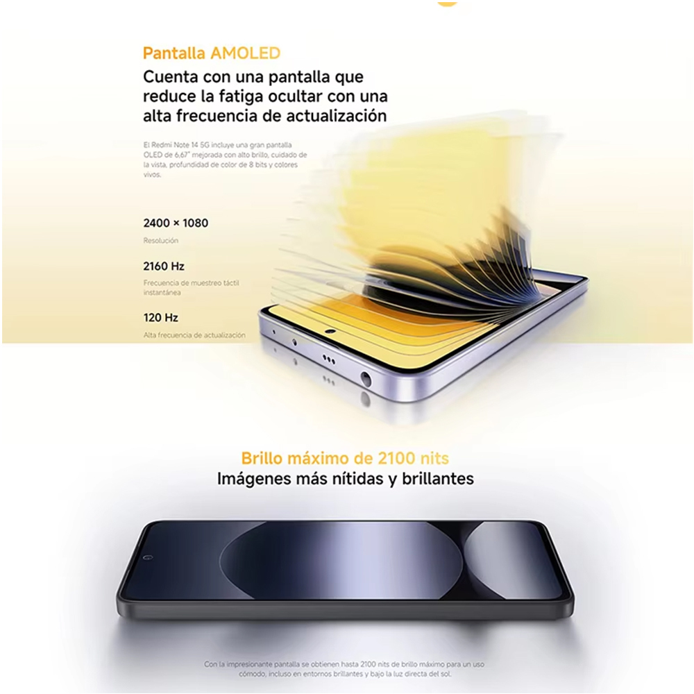 Xiaomi Redmi Note 14 5G NFC Versión Global 8+256GB Dimensity 7025-Ultra, Pantalla AMOLED 6,67", 120Hz, Cámara Principal 108MP OIS, 5110 mAh, IP64