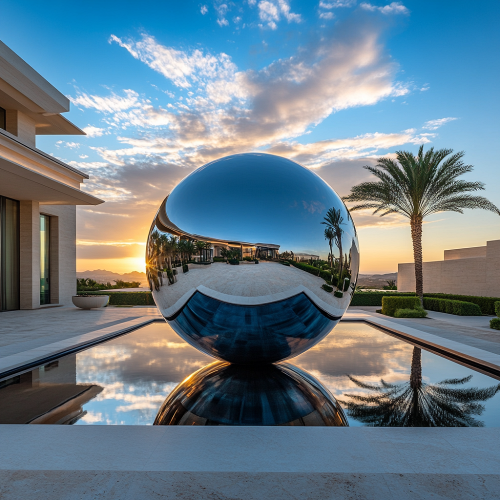 Modern Mirror Polished Stainless Steel Sphere Sculpture for Garden & Waterscape