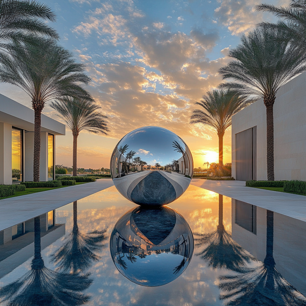Modern Mirror Polished Stainless Steel Sphere Sculpture for Garden & Waterscape