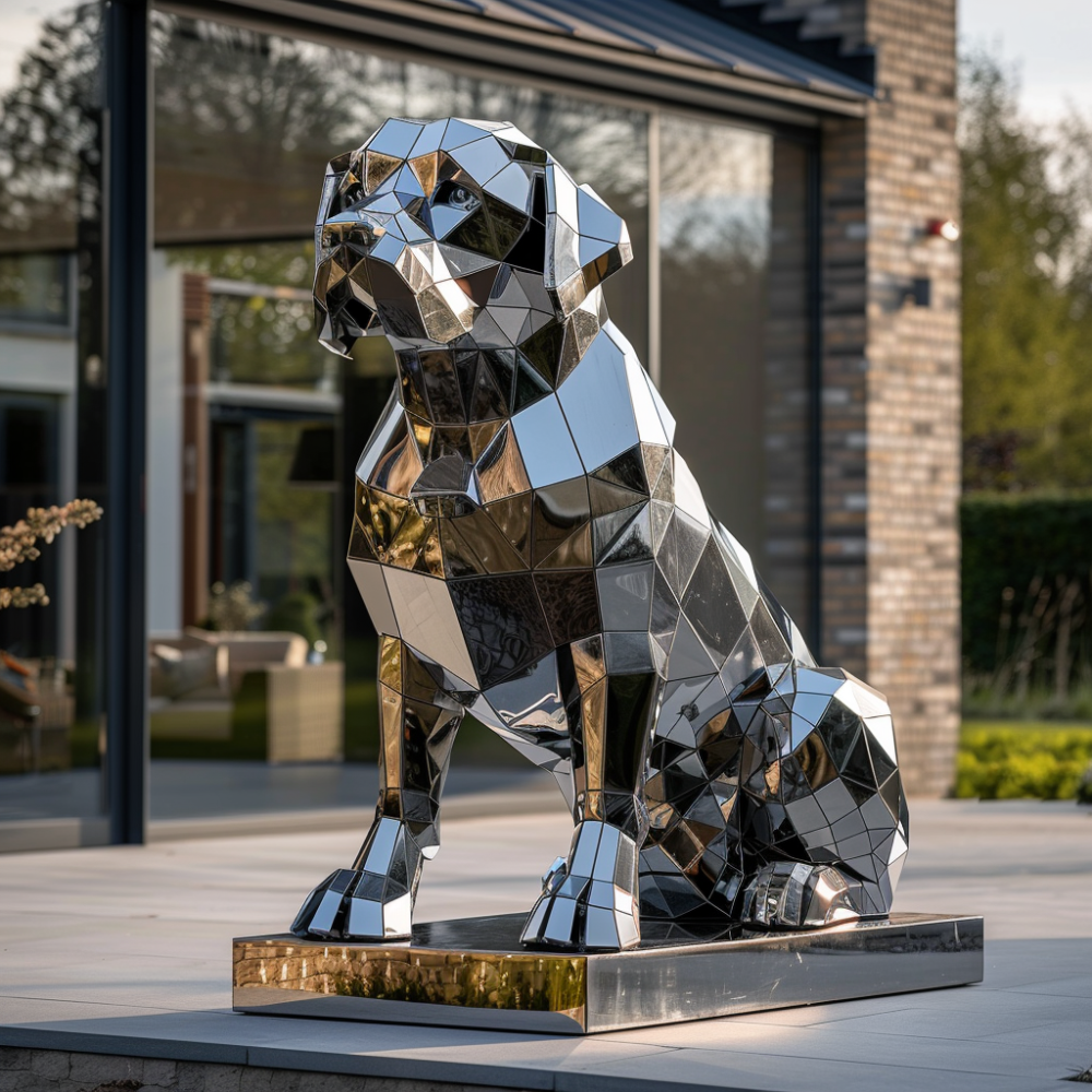 Premium Modern Art Geometric Dog Sculpture