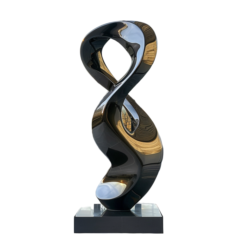 PREMIUM Custom Polished Black Stainless Steel Modern Abstract Sculpture for Luxury Garden, Private Estates & High-End Art Galley