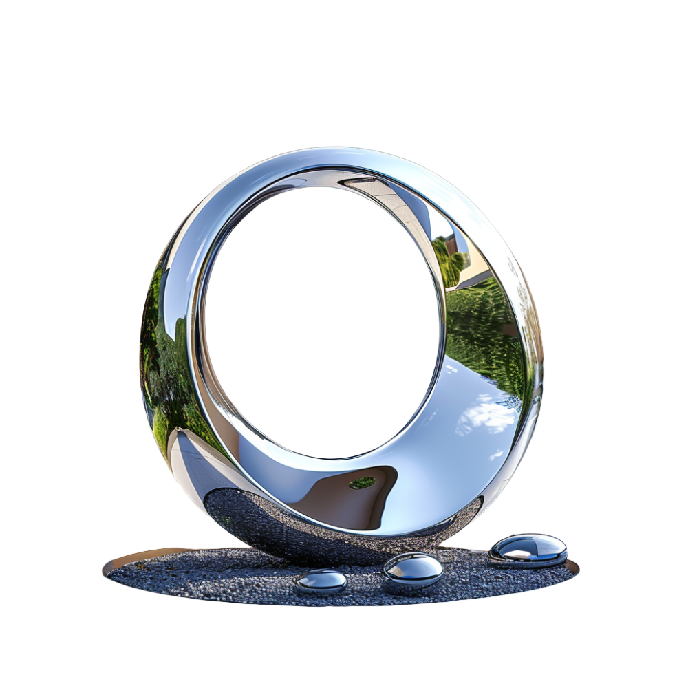 Premium Modern Art Stainless Steel Abstract Ring Sculpture for Modern Gardens & Luxury Hotel Hall