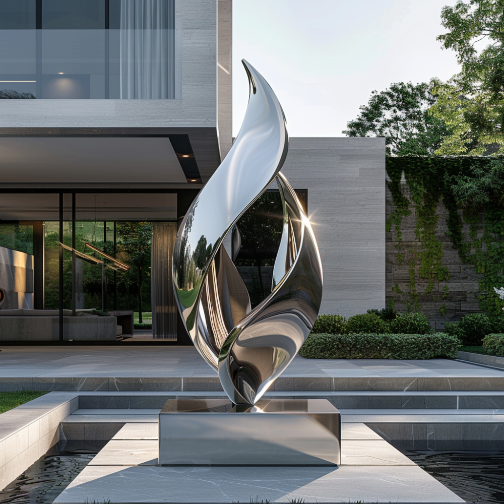 PREMIUM Metal Art Sculpture Modern Flowing Abstract Stainless Steel Sculpture
