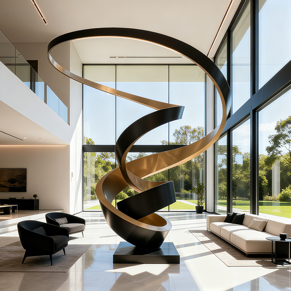 Modern Abstract Spiral Stainless Steel Sculpture for Indoor & Outdoor