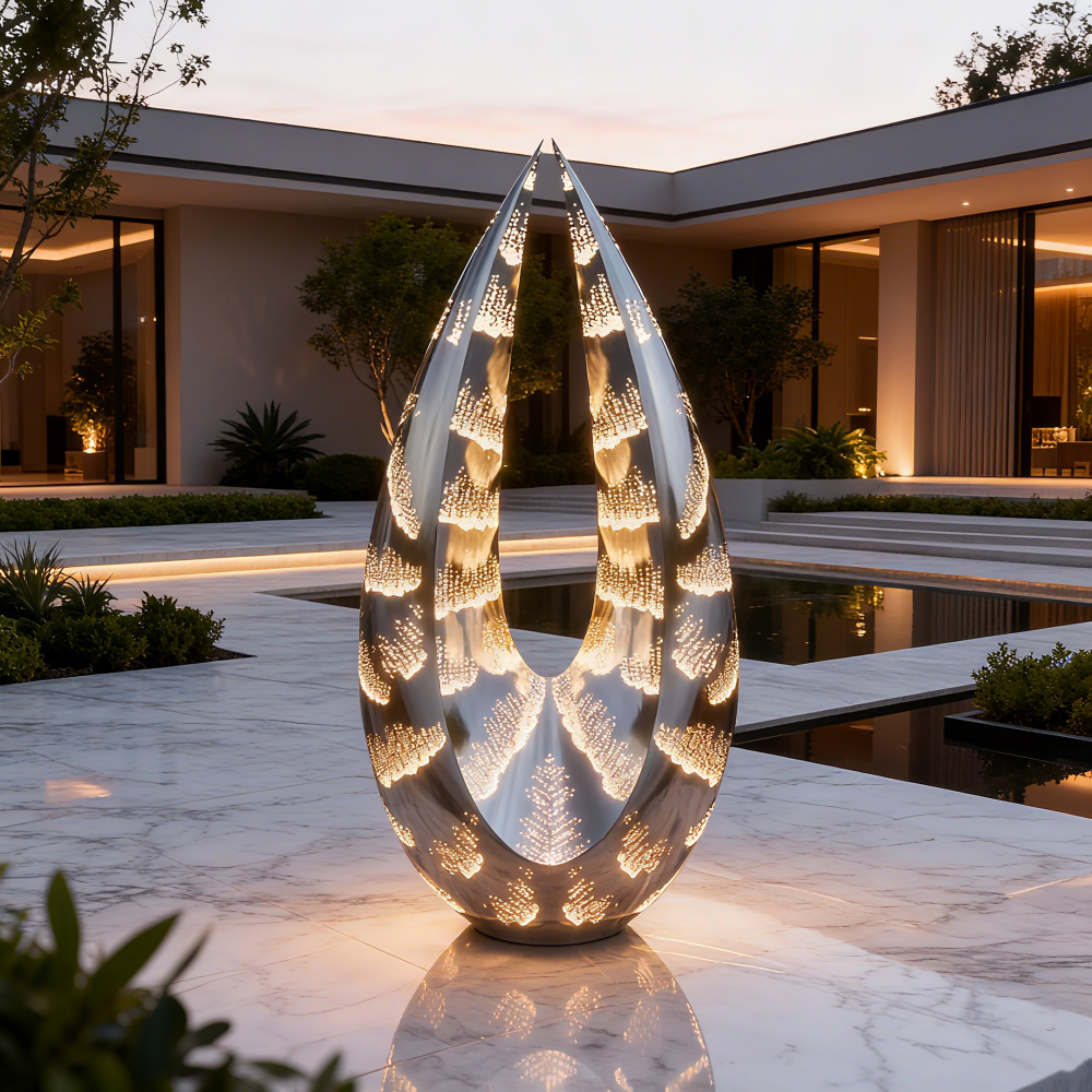 PREMIUM Stainless steel outdoor hollow light sculpture