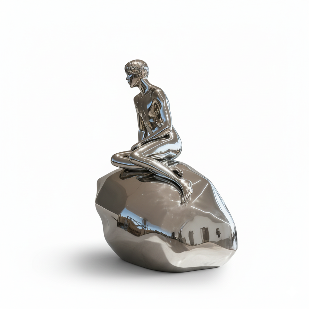 PREMIUM Stainless steel modern art abstract figure sculpture