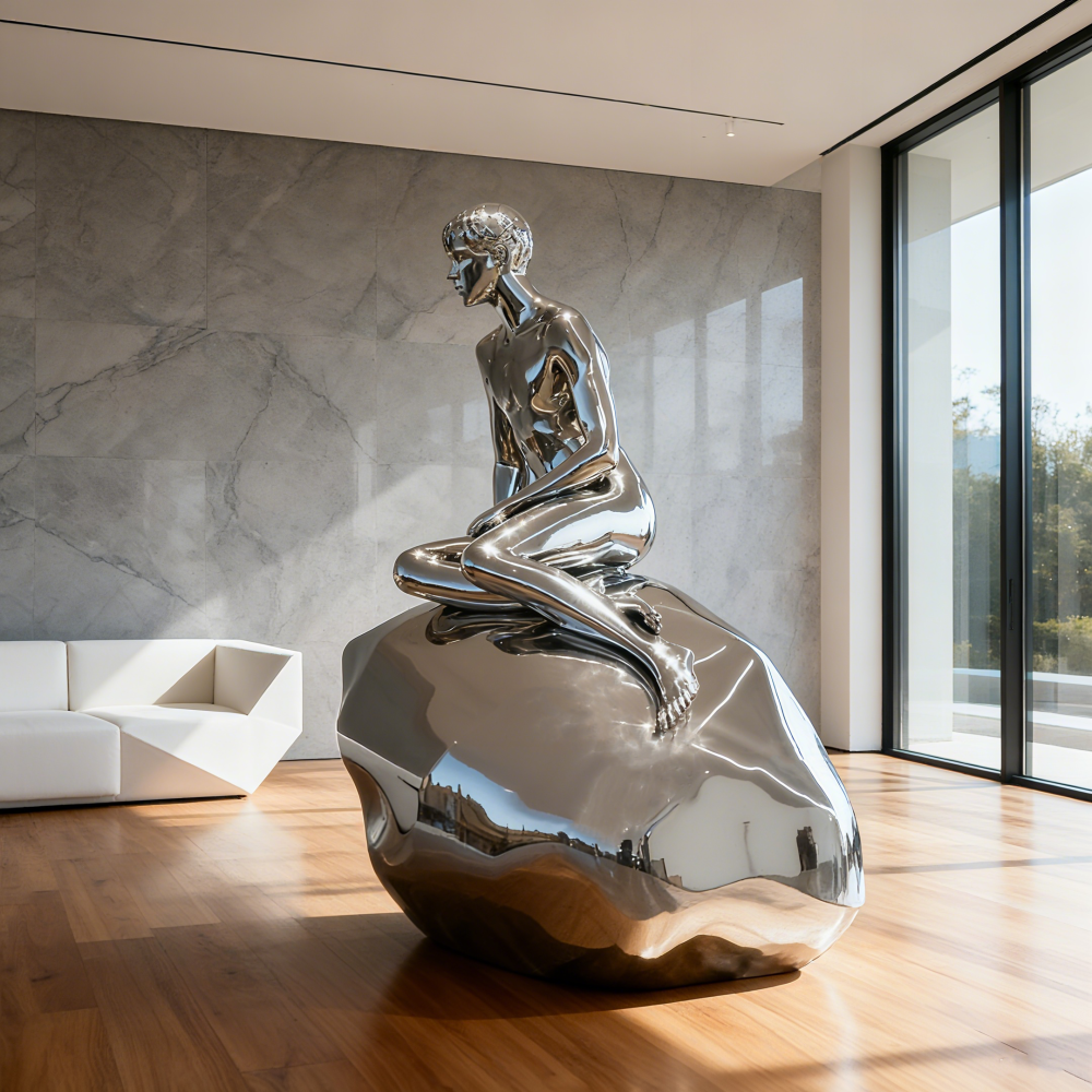 PREMIUM Stainless steel modern art abstract figure sculpture