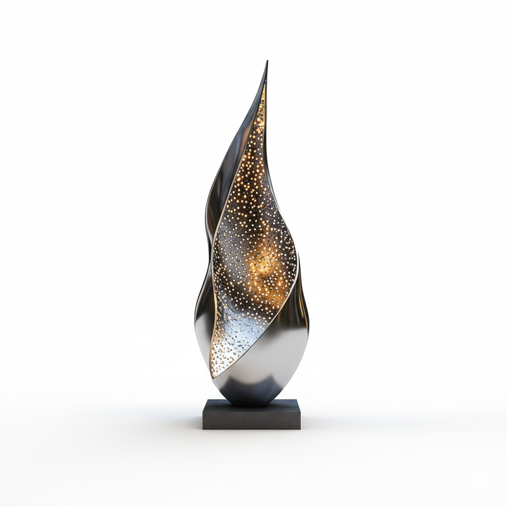 PREMIUM Stainless steel geometric hollow sculpture with lighting
