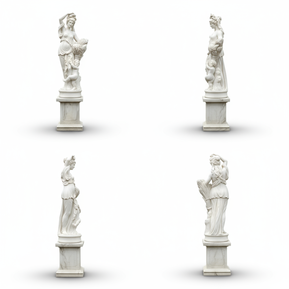PREMIUM White marble sculpture of a seated archangel