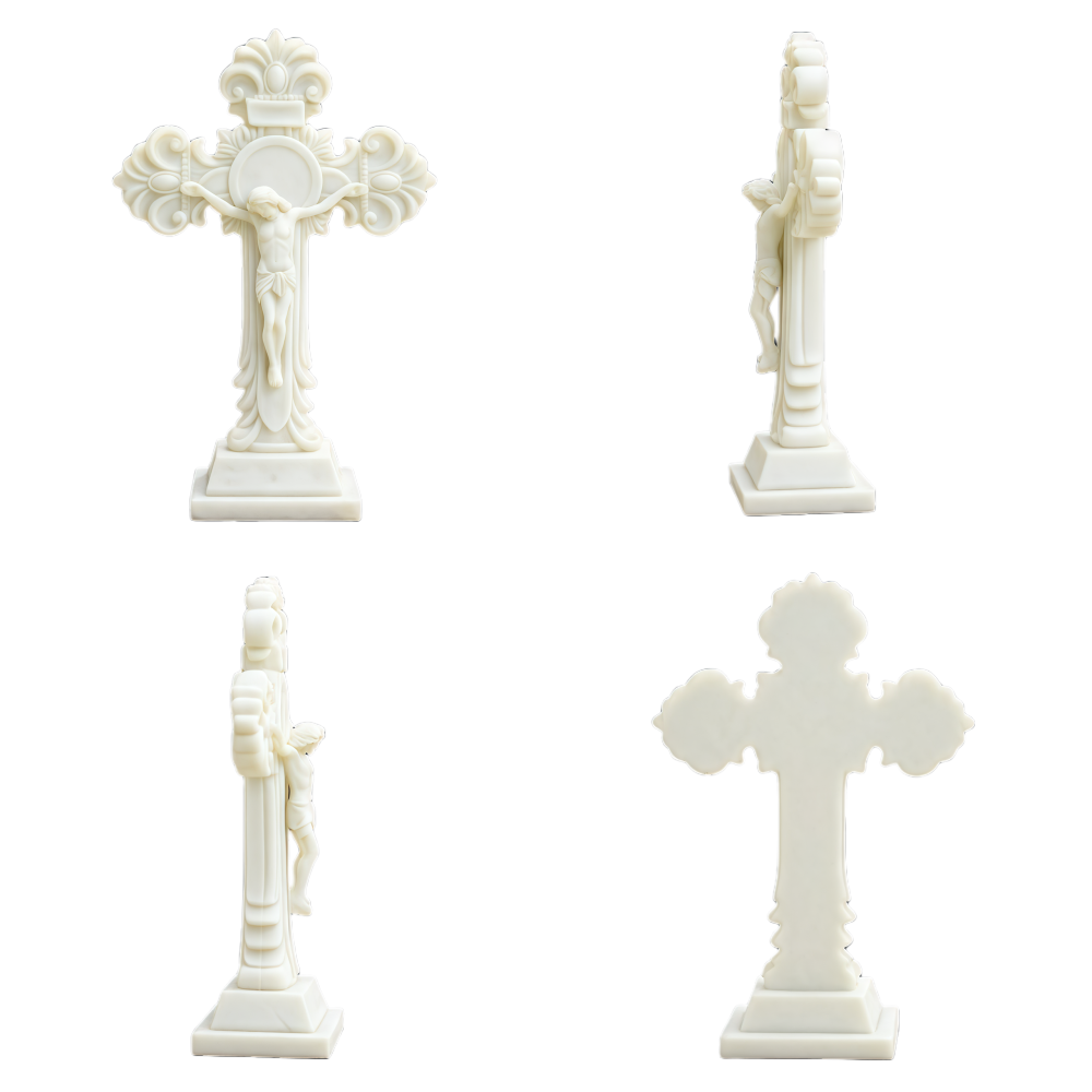 PREMIUM Sculpture Holy Cross Jesus Crucifix Marble Statue Garden Decor