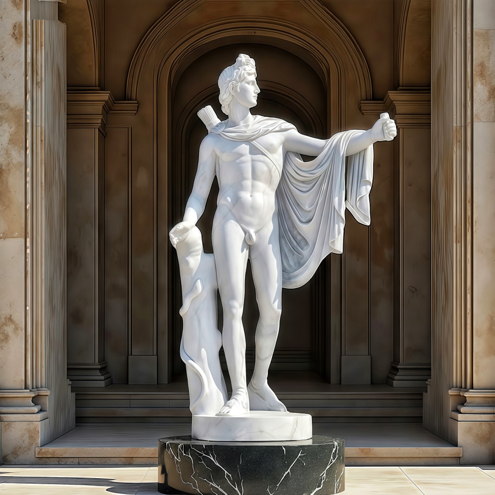 PREMIUM White marble sculpture of Apollo from ancient Greek mythology
