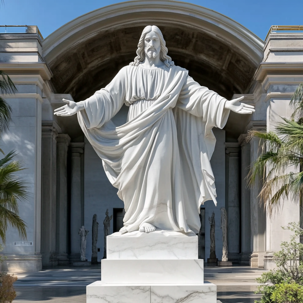 PREMIUM White marble Jesus saint sculpture