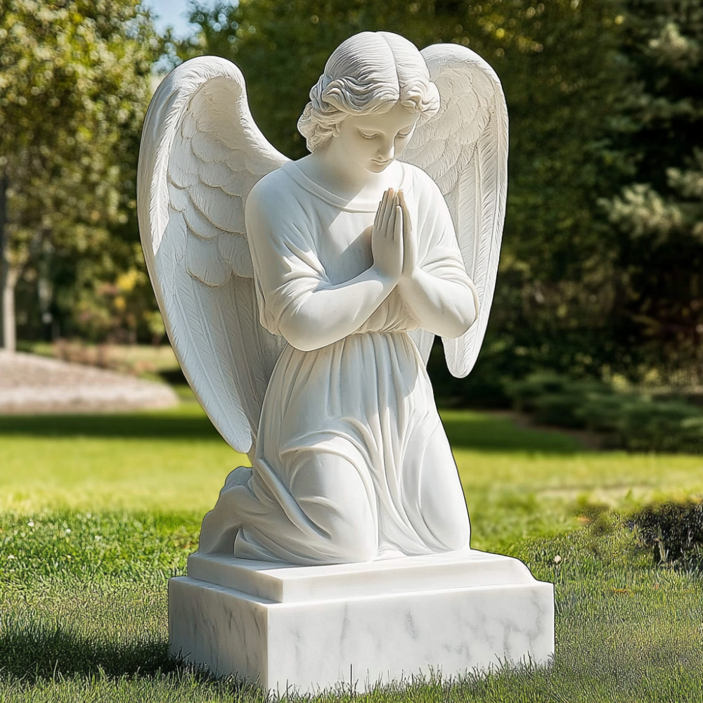 PREMIUM White marble praying angel sculpture