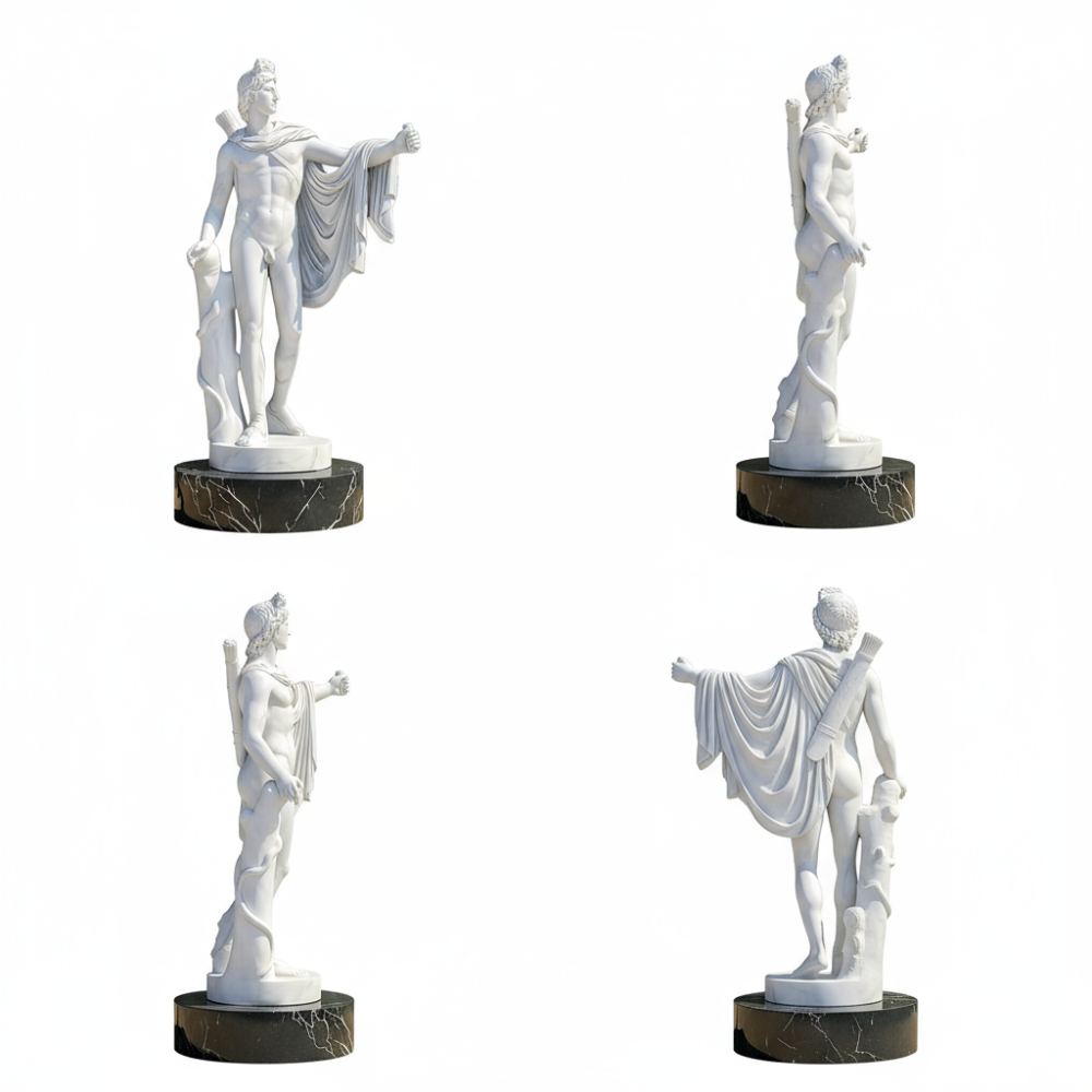 PREMIUM White marble sculpture of Apollo from ancient Greek mythology