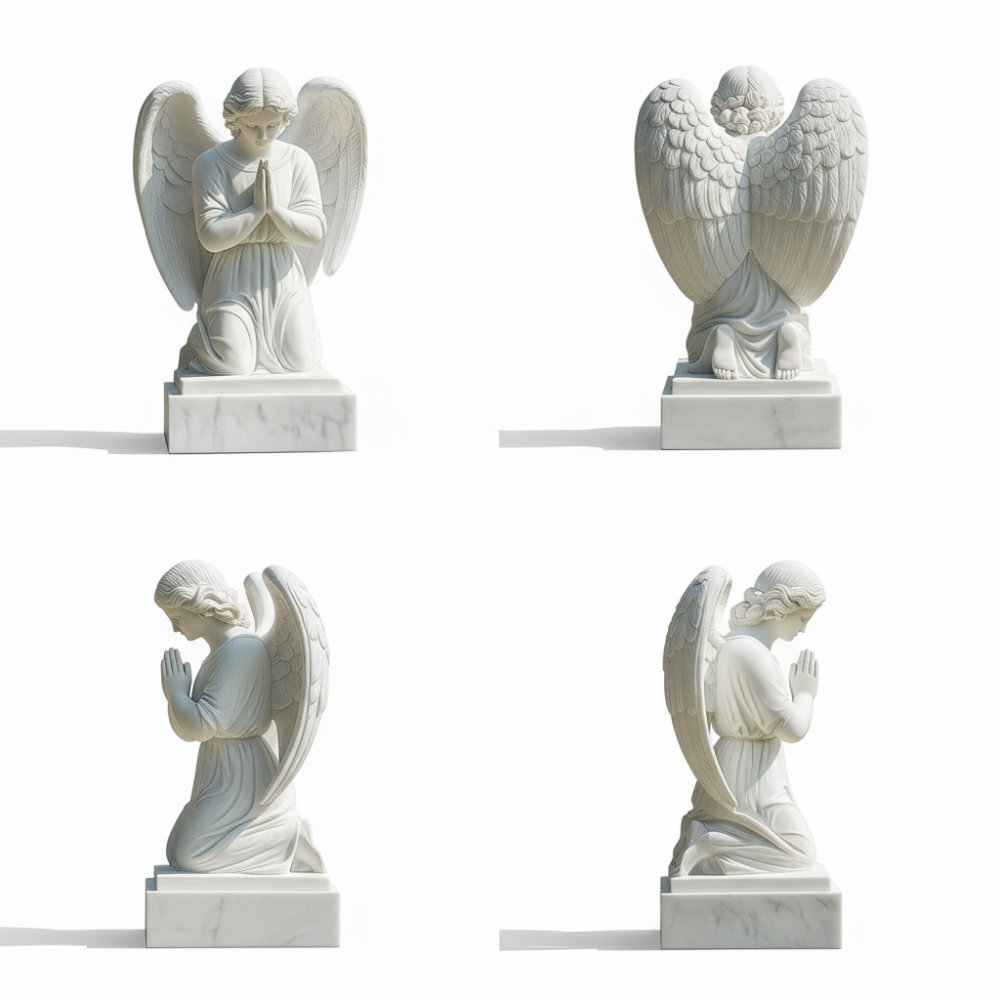 PREMIUM White marble praying angel sculpture