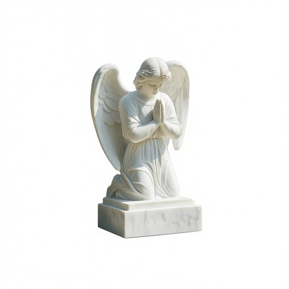 PREMIUM White marble praying angel sculpture