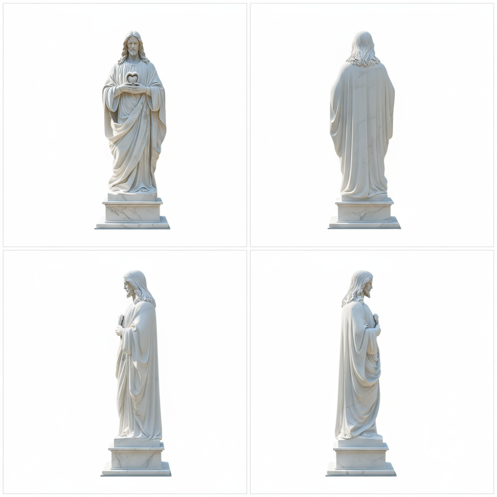 PREMIUM Eskil Virgin Mary Praying Statue Outdoor Garden Religious Decor Marble Statue