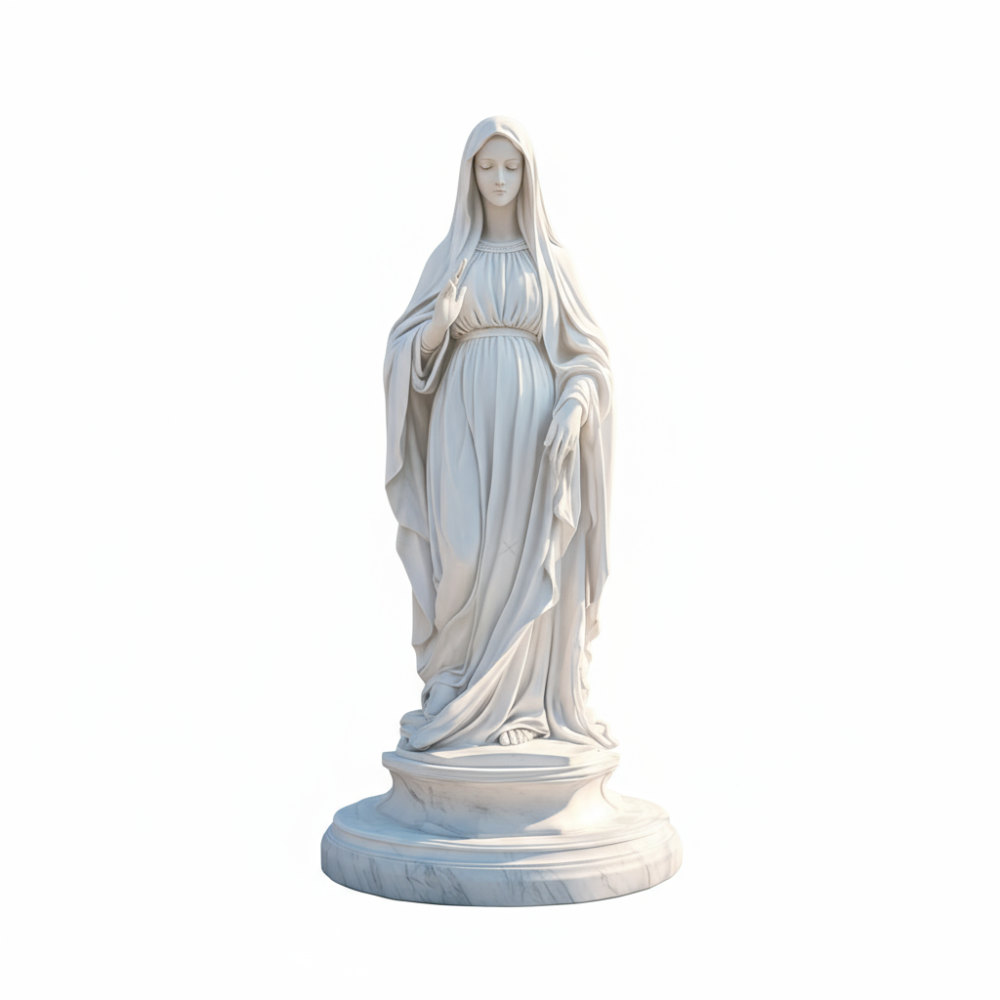 PREMIUM Outdoor white marble Virgin Mary sculpture