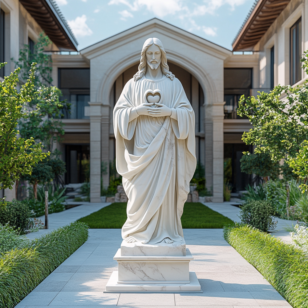 PREMIUM Eskil Virgin Mary Praying Statue Outdoor Garden Religious Decor Marble Statue