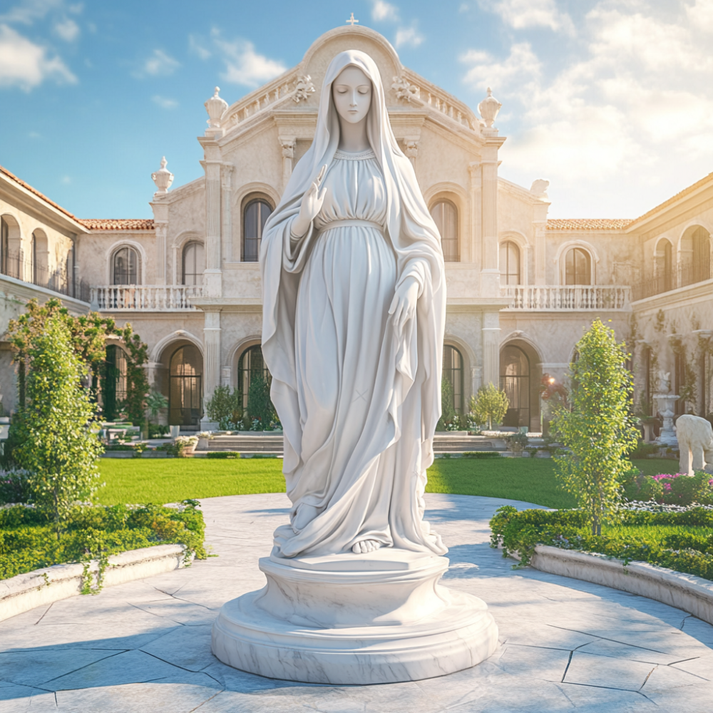 PREMIUM Outdoor white marble Virgin Mary sculpture