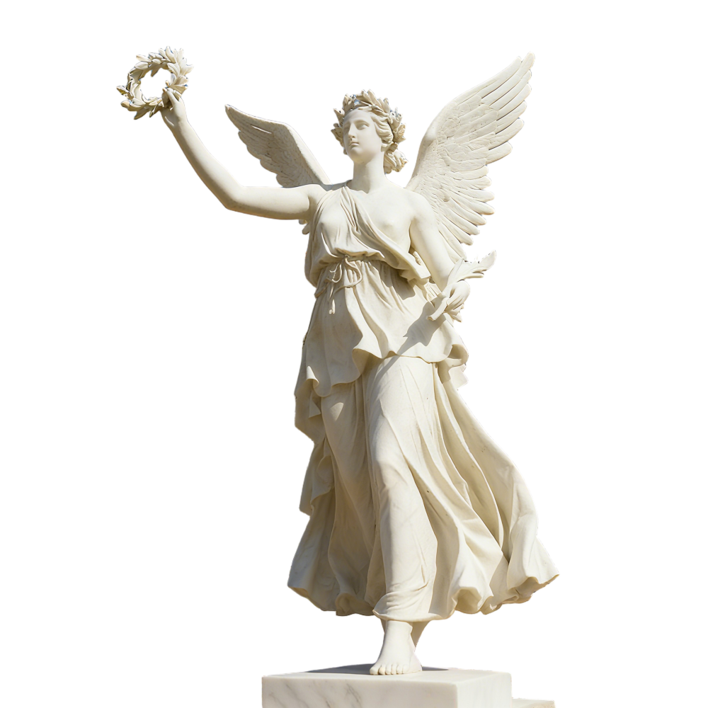 PREMIUM Fantastic white marble angel statue named Nike stone sculpture