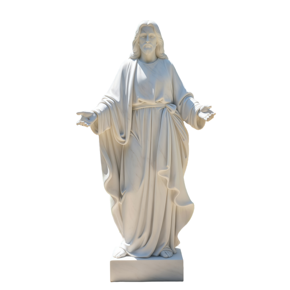 PREMIUM Jesus Christ Statue with Open Arms Religious Marble Sculpture Home Decor