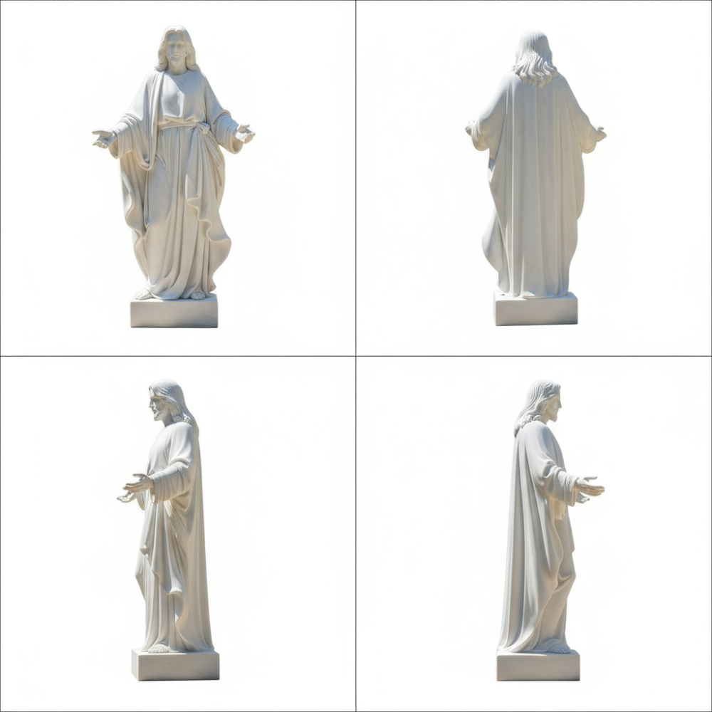 PREMIUM Jesus Christ Statue with Open Arms Religious Marble Sculpture Home Decor